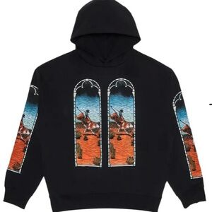 Who Decides War Black Hoodie with Stained Glass Print - new